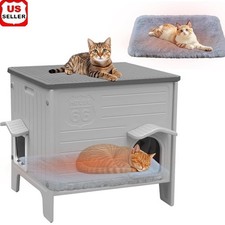 Insulated Outdoor Cat House W/ Escape Door Waterproof Pet Shelter Easy Clean New