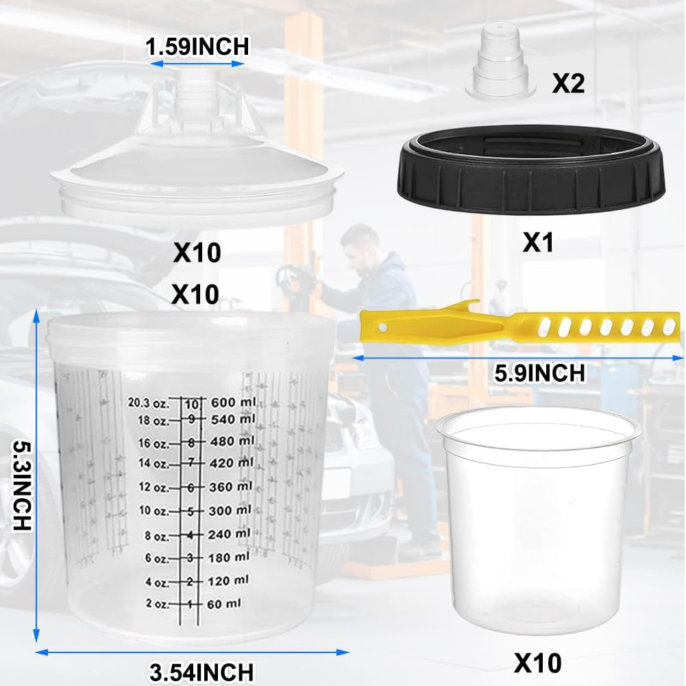 Sistema di Preparazione Vernice 600ml - Kit 10 Liner + Tazza Graduata - 4