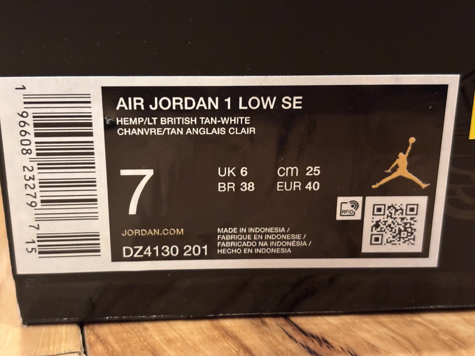 Nike Air Jordan 1 Low SE Hemp Light British Tan White DZ4130 201 Men's Size 7 thumbnail 9