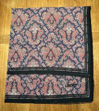 LIBERTY of London Vintage Wool Square Shawl Scarf Wrap LARGE 49''x49'' Raw Edge