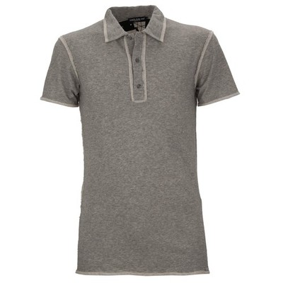 DOLCE & GABBANA DG Logo Patch Slim Fit Baumwolle Polo Shirt T-Shirt Grau