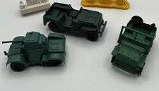 Vintage Green Plastic Army Jeeps Tank 3.75" Made In Hong Kong- 3pcs