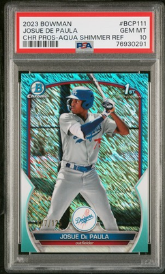 #ad #ad 2023 BOWMAN CHROME PROSPECTS JOSUE DE PAULA AQUA SHIMMER 125 BCP 111 PSA 10 $129.99