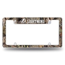 Tampa Bay Lightning Chrome Metal License Plate Frame With Mossy Oak Camo Design Tampa Bay Lightning Chrome Metal License Plate Frame With Mossy Oak Camo Design
