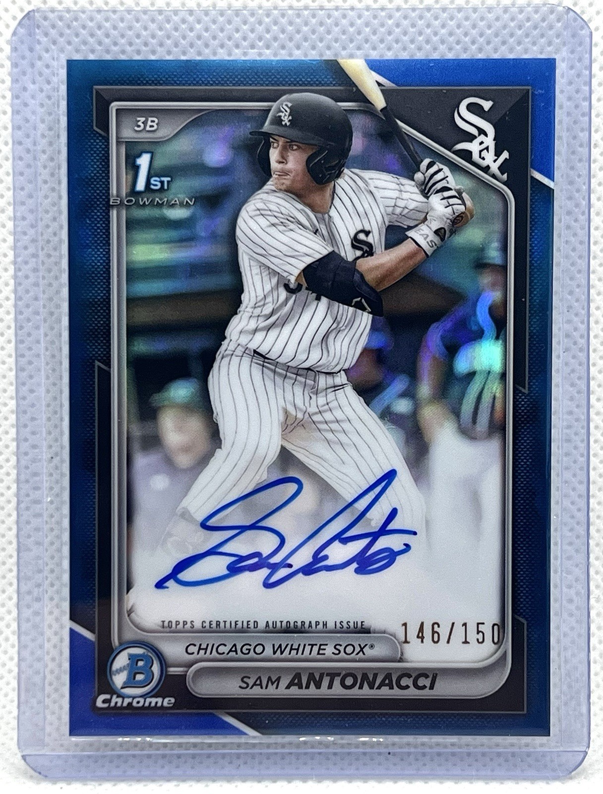 2024 Bowman Chrome Autograph Blue Refractor Sam Antonacci /150 ROOKIE 1st AUTO