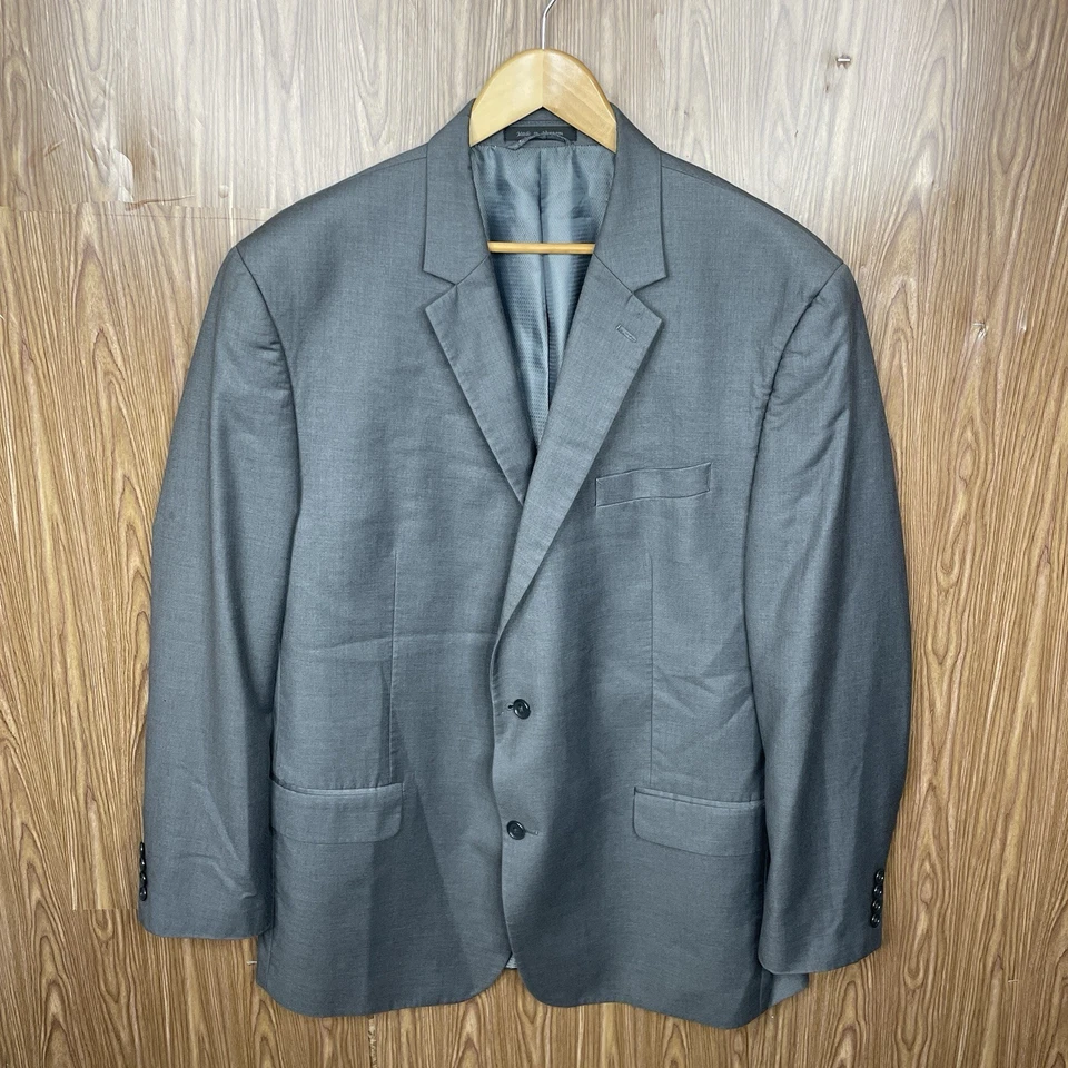 Andrew Fezza Blazer Jacket Mens 44L Gray Solid Polyester Rayon Double Vented - Image 2 of 4