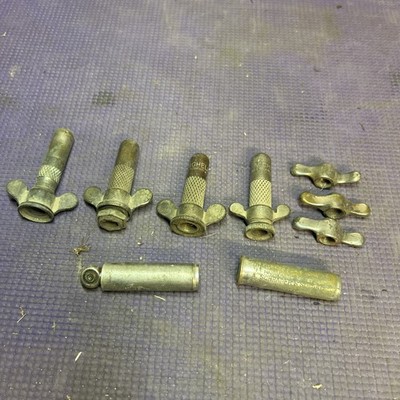 3x ANTIQUE MICHELIN TIRE VALVE STEM CAPS Plus Schrader Tire Gauge Early Vintage