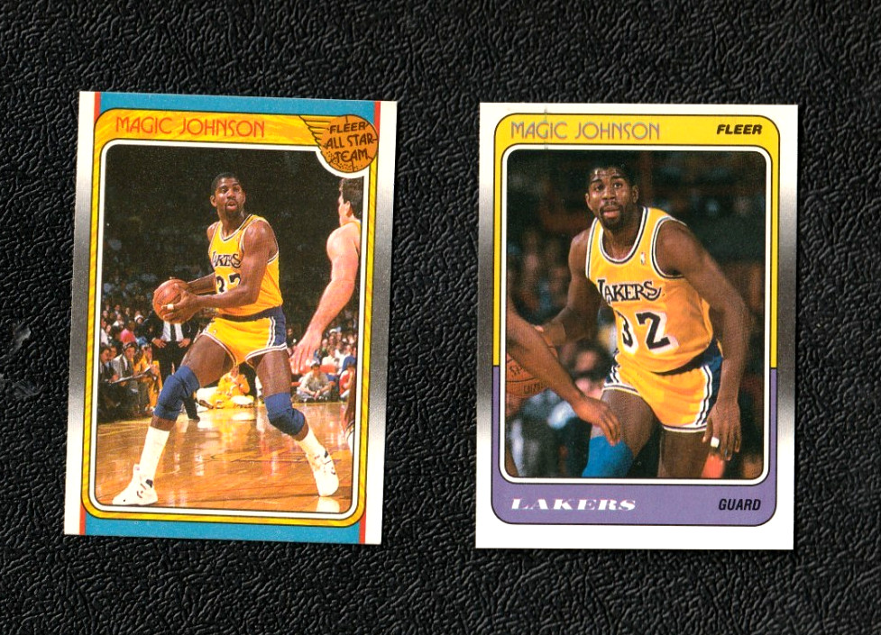 1988-89 Fleer Basketball # 67 Magic Johnson # 123 All Star LAKERS HOF NM/MT