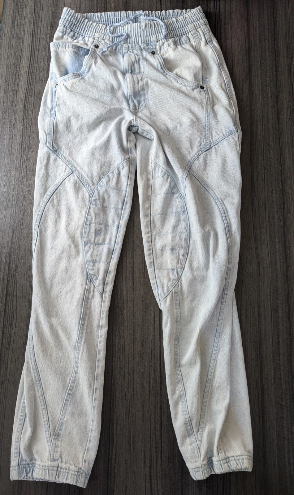 Vintage MANHNESS Streetwear Light Wash Denim Jogger Pants