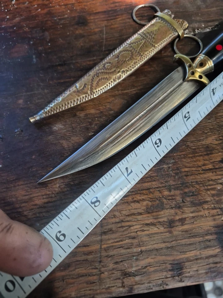 CUCHILLO Y FUNDA DE AGUJA DAGA DIRK HUESO JAMBIYA PERSA LIBANESA PERSA VINTAGE RARO Foto 4 de 4
