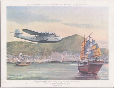 Pan American World Airways print 1977: Martoi M-130 US-Hong Kong 1936
