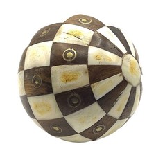 Vintage Handcrafted Bone Inlay Carpet Ball Un...