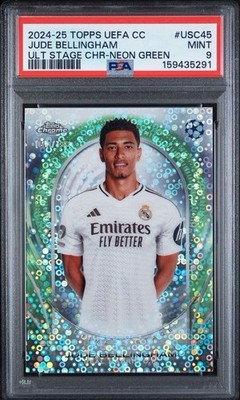 Jude Bellingham 2024 Topps Chrome UEFA Ultimate Stage Green Refractor /199 PSA 9