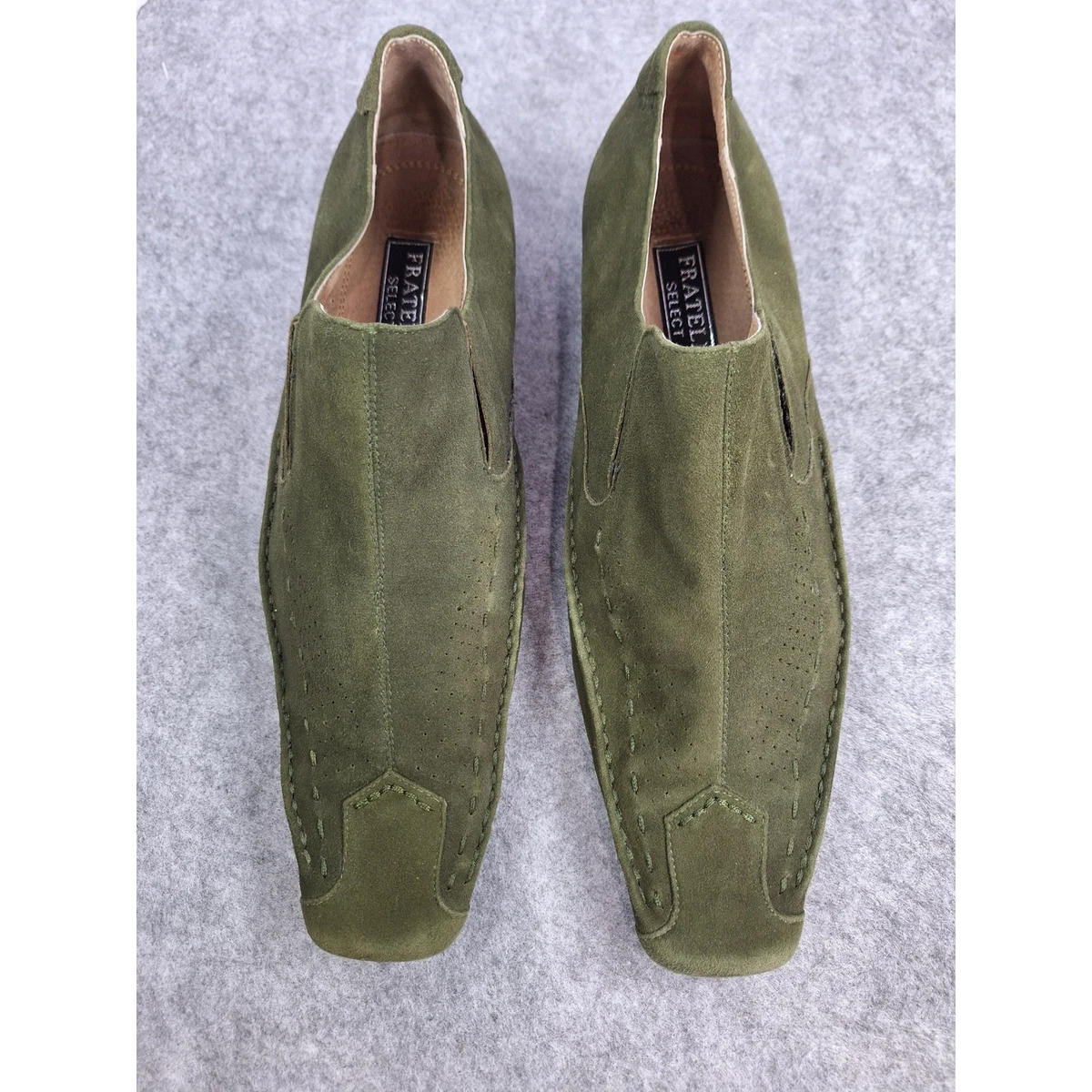 Stacy Adams Colfax Apron Toe Penny Loafer 9.5M Green Suede Contrast Stitching Oxford Suede Green Dress Shoes for Men for sale | eBay main image 4