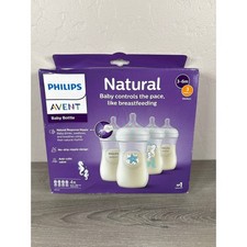 Philips Avent Natural Baby Bottle 9oz 4pk Seahorse Starfish Flow 3 Nipple 3-6m