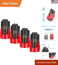 4Pack Lithium Ion 3.0Ah Replacement Batteries for 12V Power Tools Rechargeable