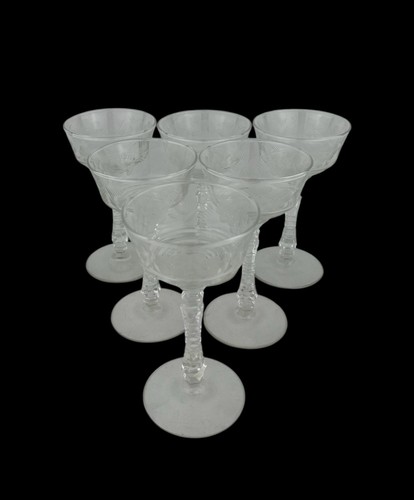 6 Libbey Rock Sharpe Pattern 3005-6 Tall Champagne/Sherbert Etched Glass 6 1/8” - Picture 18 of 20