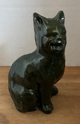 Vintage English Art Pottery Cat...Alexander Lauder Burnham Circa 1910...4'' tall