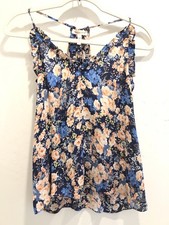 Rebecca Taylor Floral Silk Ruffle Tank Cami 4 Purple Floral Racerback Feminine