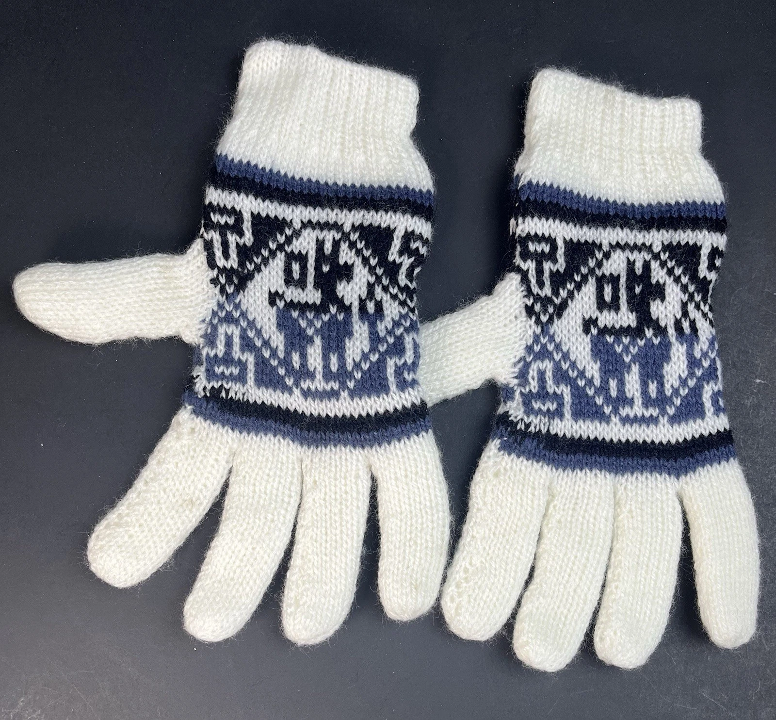 White/Black/Grey Finger Unisex Peruvian Alpaca Wool Adult Gloves NEW