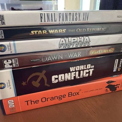 LOT OF SIX PC GAMES (4 FACTORY SEALED). FINAL FANTASY, STAR WARS, ALPHA PROTOCOL
