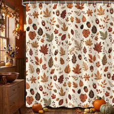 Fall Maple Leaves Shower Curtain 72X72 Inch, Vintage Botanical Acorn Autumn Harv