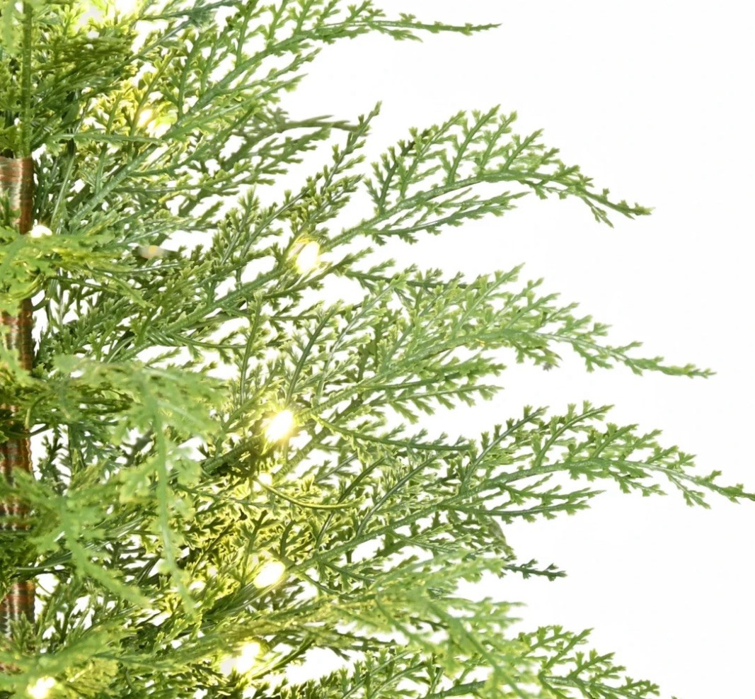 My Texas House Potted 24" Pre-Lit Twinkle LED Cypress Artificial Christmas Tree