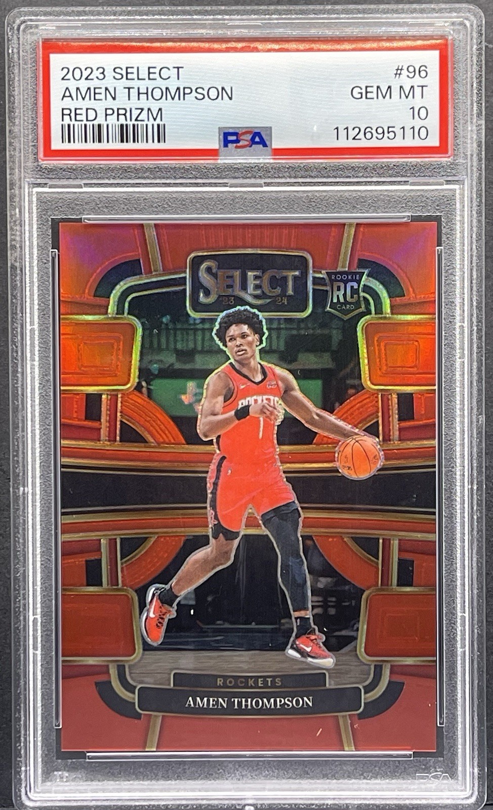 2023-24 Select Amen Thompson Rookie /199 Red Prizm Concourse #96 PSA 10 RC