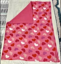 New Handmade Double Fleece Baby Or Pet Blanket Pink With Hearts