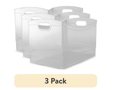 3 Pack Mainstays Utility Storage Bins Clear Plastic Built-In Handles 15x10x9.5