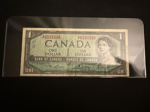 1954 Radar Z/F 6333336 Canada Bank Note One Dollar - Foto 2 di 3