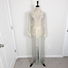 Y2K Victoria's Secret Sheer Lace Sequin Robe Long White Bridal Feminine XS/S