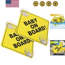 Baby on Board Car Warning Signs, 2 Pcs 5"x5" Safety Car Sign with Double Suct...