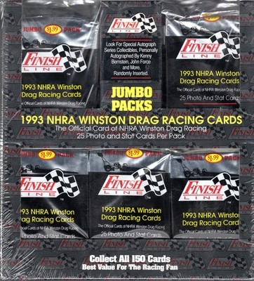 Finish Line 1993 NHRA Winston Drag Racing Cards Sealed Box [25 Jumbo Packs]