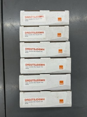 Lot of 6 DMF Lighting DRD2TSJDSWH Square Deep Junction Box Trim White NOS
