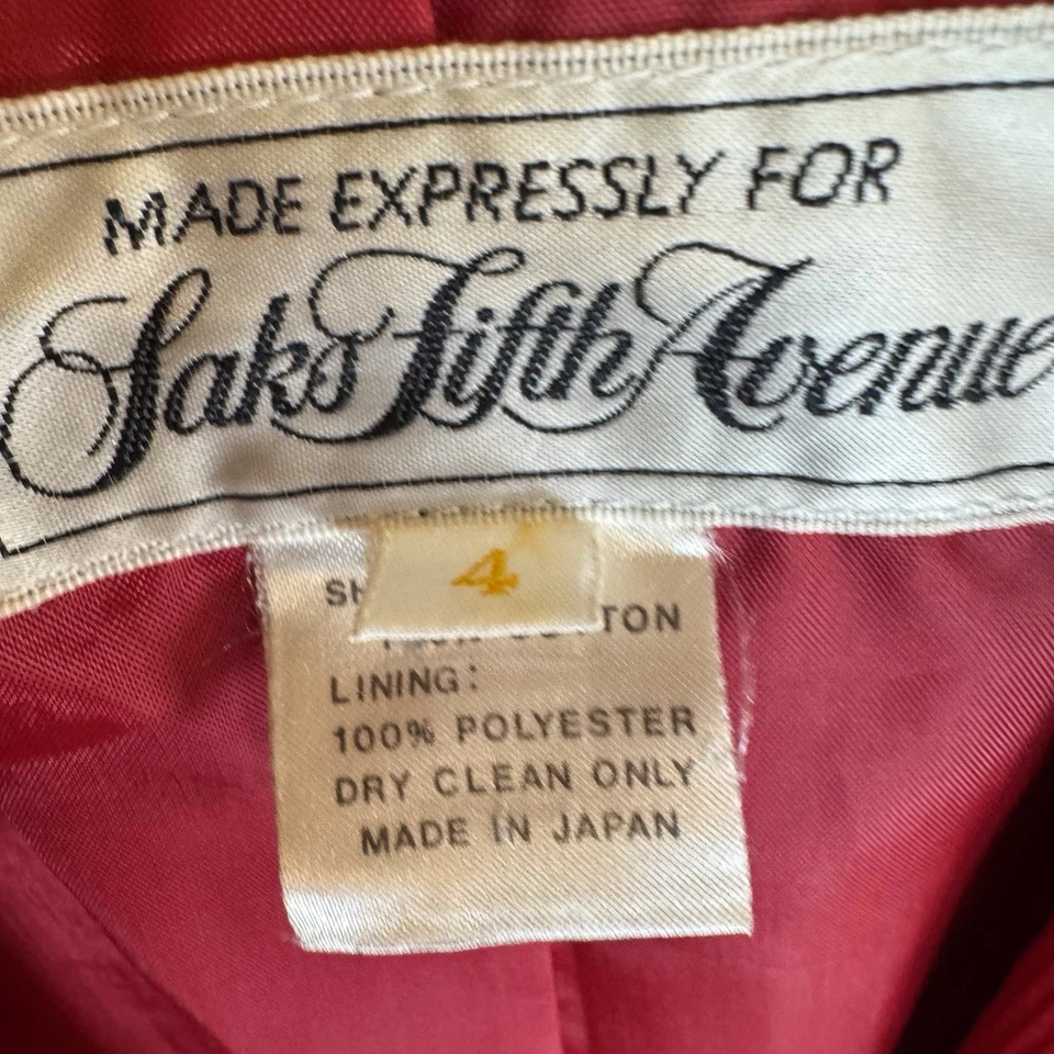 Chaqueta de pana vintage Saks Fifth Avenue abrigo deportivo rojo niños talla 4 vacaciones Foto 3 de 4