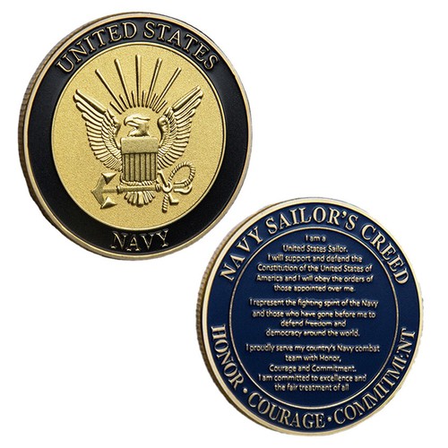 Military Army US Navy Sailors Creed Collectible Challenge Coin Gold Plated Gift - Picture 8 of 11