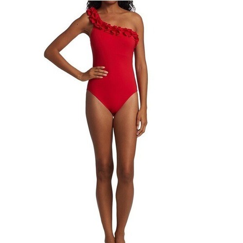 Costume da bagno monospalla nuovo con etichette Karla Colletto Swim Ellery pezzo unico rosso ciliegia taglia 8 - Foto 2 di 9