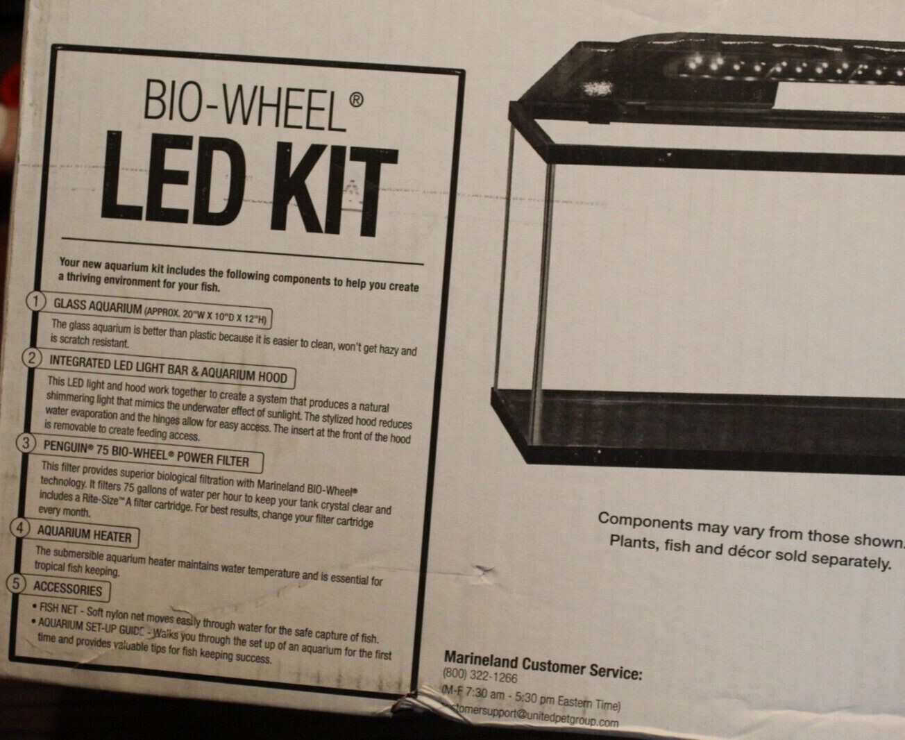 Marineland Aquarium with Biowheel LED Kit New Unopened includes