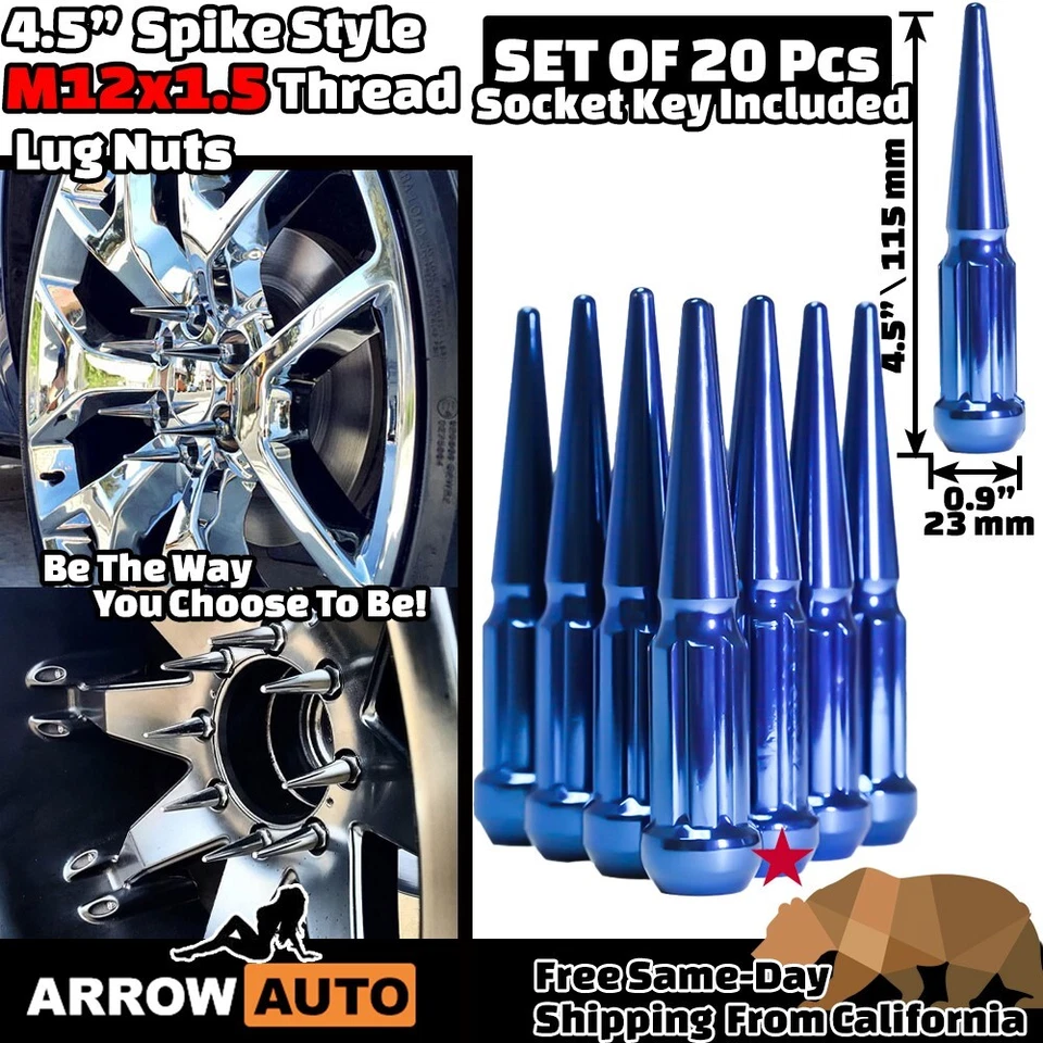 20x 4.5" Azul M12x1.5 Spline Seguridad Pico Tuerca y Llave Ajuste Mitsubishi Isuzu etc Foto 2 de 4