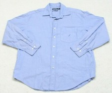Nautica Blue Pocket Dress Shirt Top Button Up Cotton Man's Men's Size Large 1-59