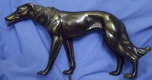 12" bronze BORZOI art deco metal dog figurine