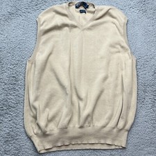 Polo Ralph Lauren Sweater Vest Mens L Beige Vintage 90s Pima Cotton Preppy