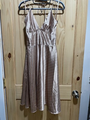 alyn paige halter dress Alyn Paige Brown/white Striped Halter Dress Size 3/4