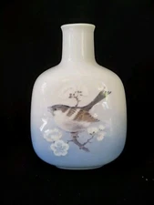 Royal Copenhagen Vase 4878 Bird & Cherry Blossoms 5.75" Denmark Perfect Cond.