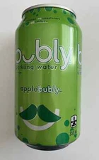 Unopened can of apple Bubly (Canada, bilingual, hehe on the tab)