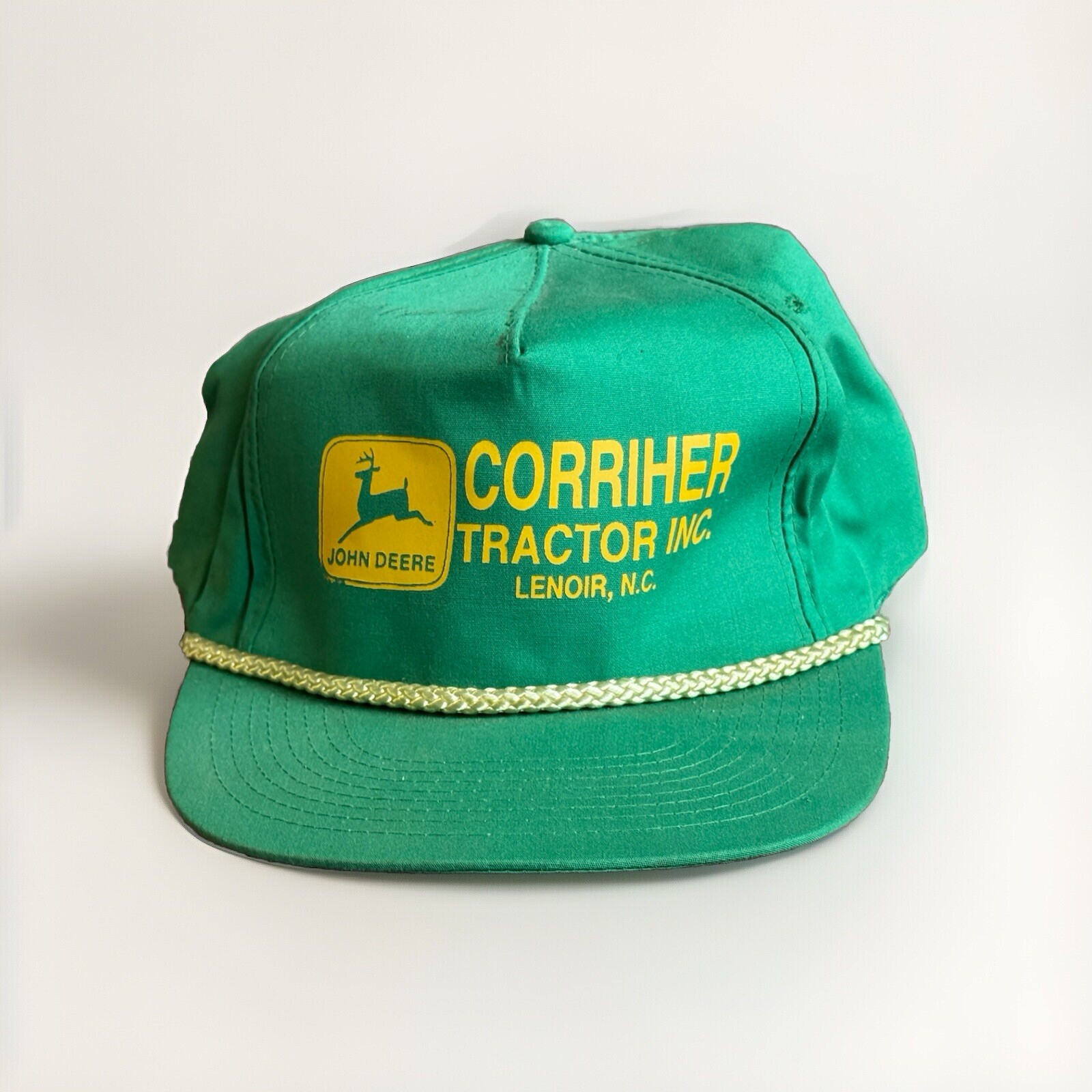 Vintage 80s John Deere Corriher Tractor Trucker Snapback Cap from Lenoir NC