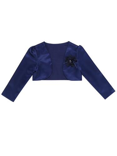 Baby Girls Long Sleeve Satin Bolero Jacket Shrug Communion Church Dress Cover Up - Picture 51 of 125