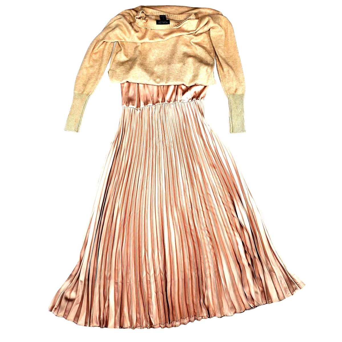 Rachel Zoe 2-Piece Sweater Slip Dress Set Beige Size Small Trendy