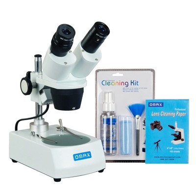 OMAX 20X-40X Dual Lights Binocular Student Stereo Microscope with Cleaning Pack